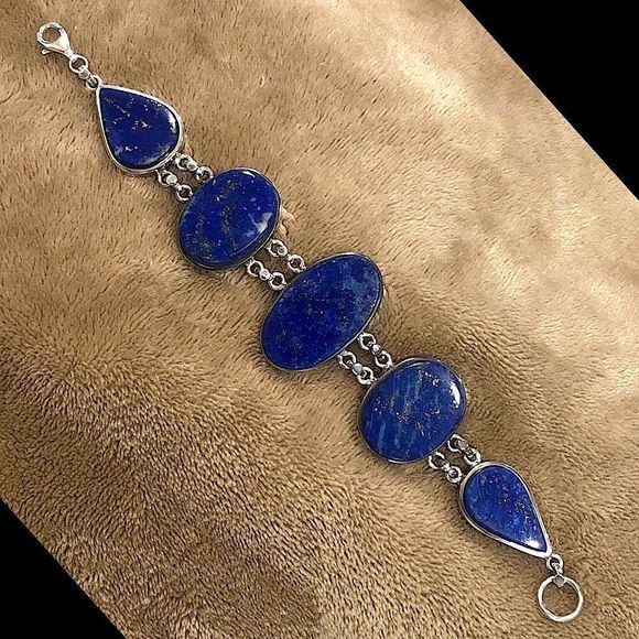 Southwestern Lapis Lazuli Sterling Silver Bracelet - Picture 2 of 15